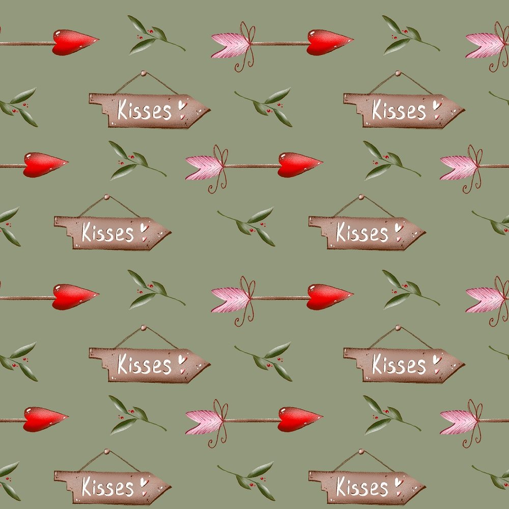 Arrows and Kisses Fabric - Green