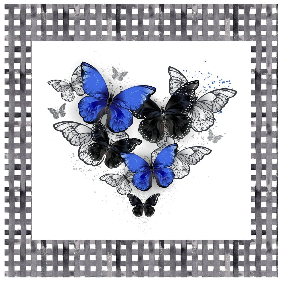 Artistic Morpho Butterflies Pillow Panel - Blue