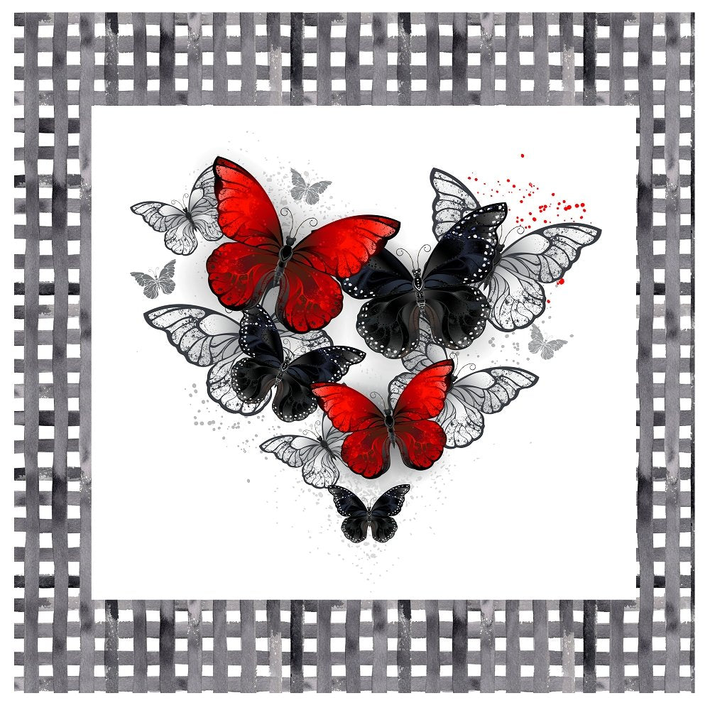 Artistic Morpho Butterflies Pillow Panel - Red