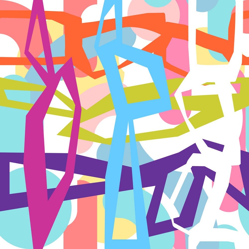 Artistic Retro Shapes Fabric