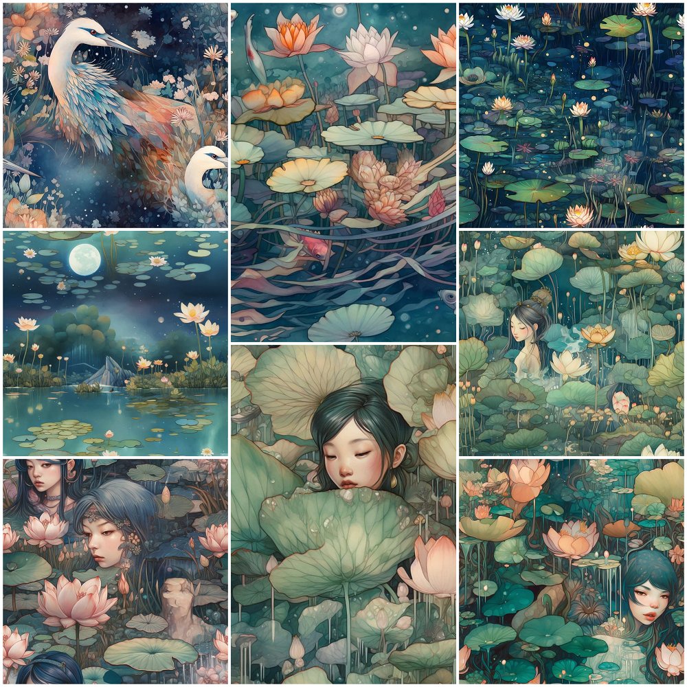 Asian Pond Fat Quarter Bundle - 8 Pieces