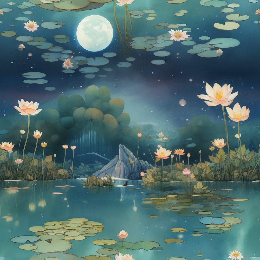 Asian Pond Pattern #2 Fabric