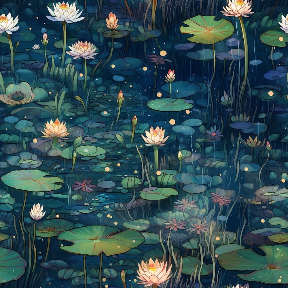 Asian Pond Pattern #7 Fabric