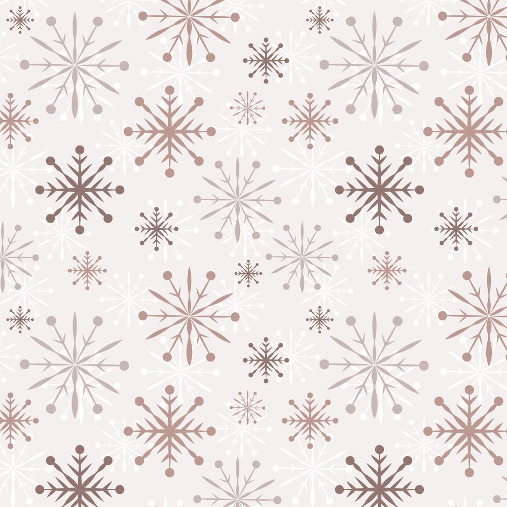 Assorted Christmas Snowflakes Fabric - Tan