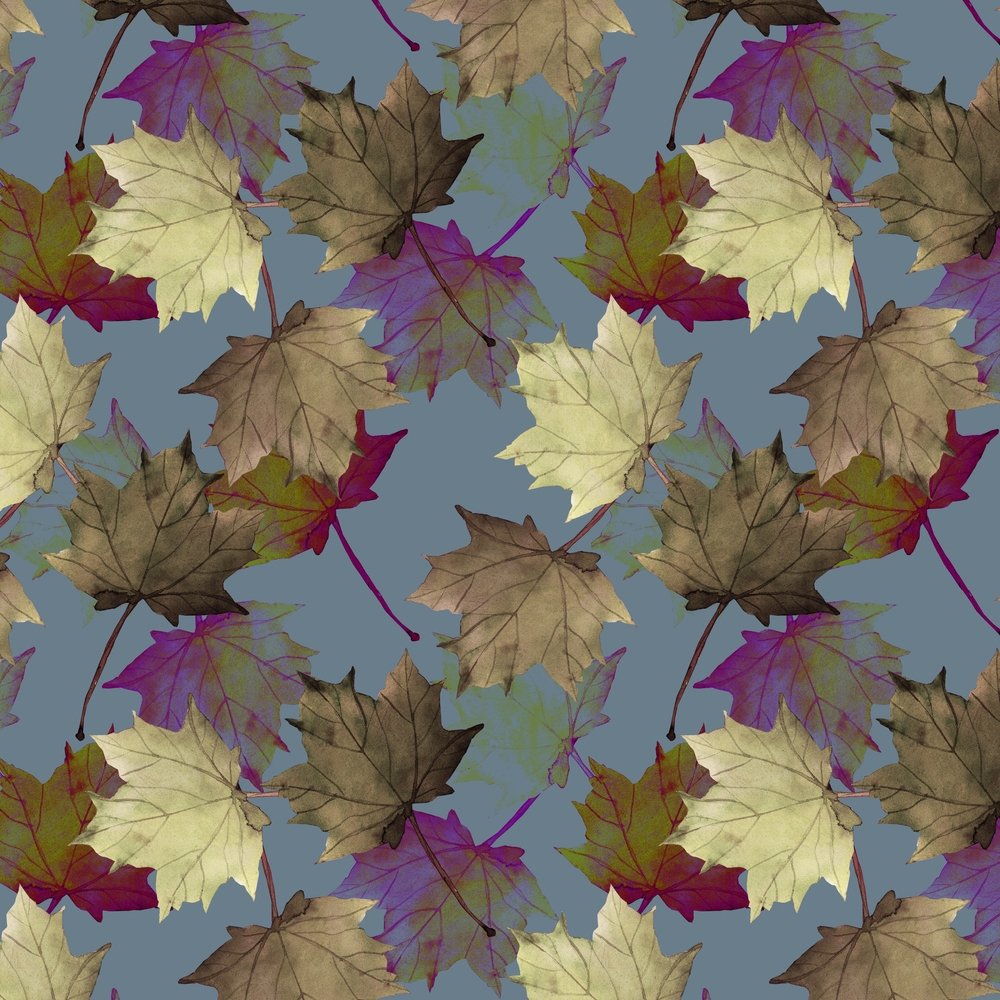 Assorted Maple Leaf Fabric - Blue/Brown