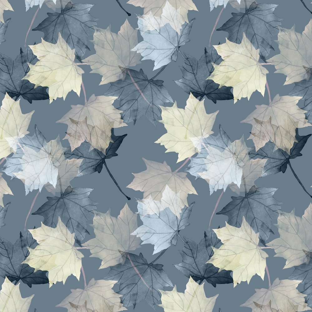 Assorted Maple Leaf Fabric - Blue/Gray
