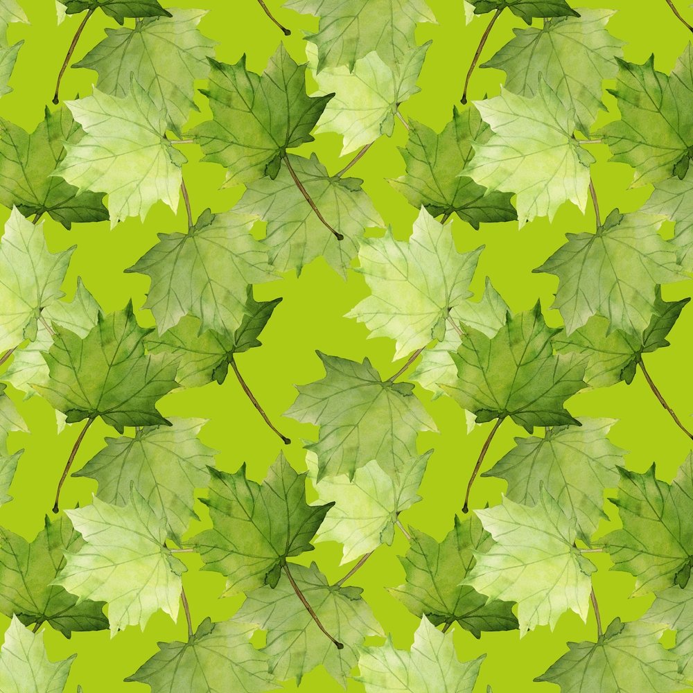 Assorted Maple Leaf Fabric - Green on Green