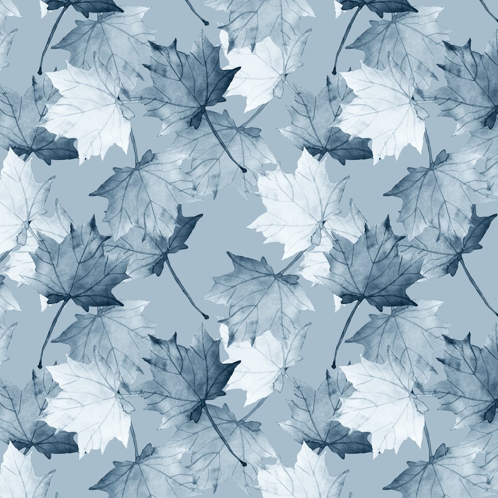 Assorted Maple Leaf Fabric - Silver