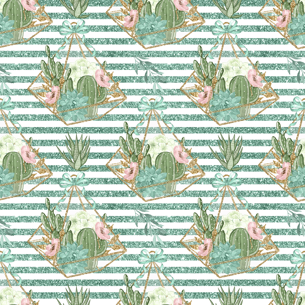 Sweet Succulents Pattern #3 Fabric - White