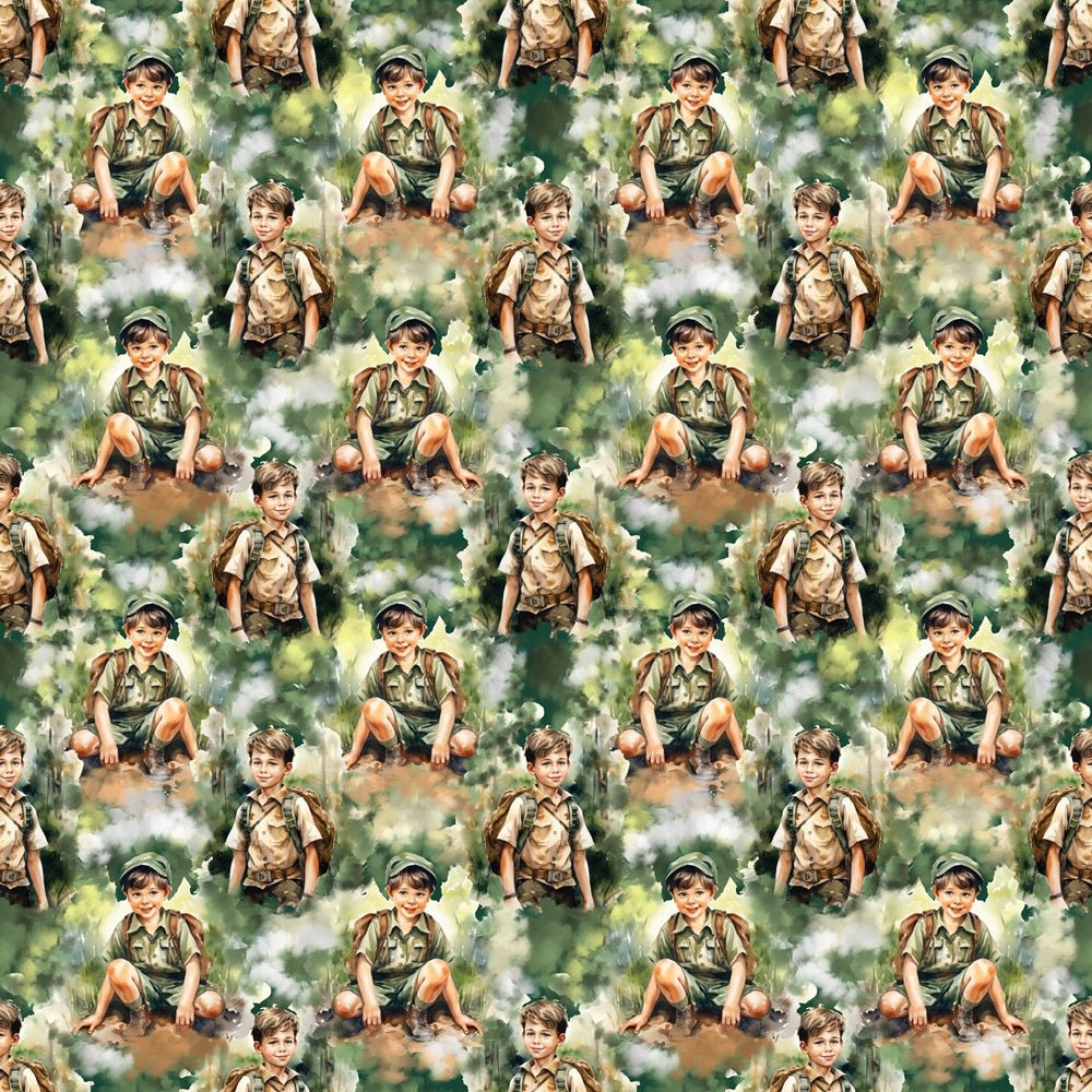 Watercolor Boy Scout Fabric