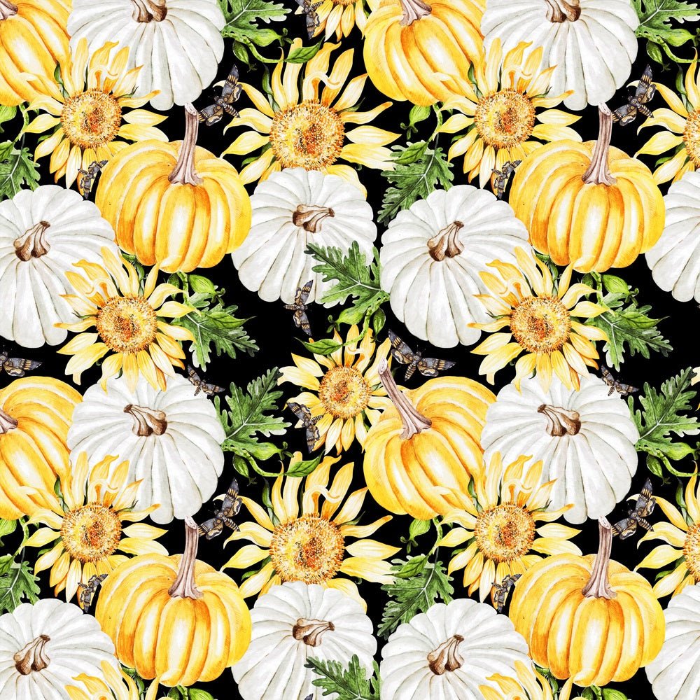 Watercolor Sunflowers and Pumpkins Fabric
