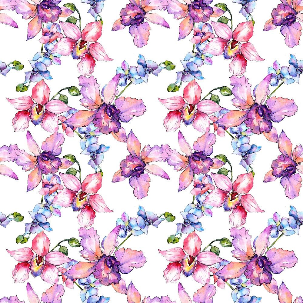Watercolor Wildflower Orchid #3 Fabric