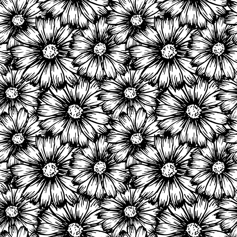 Wildflower Fabric - Black & White