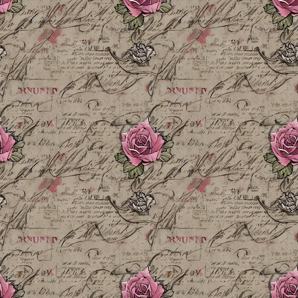 Antique Distressed Roses Fabric
