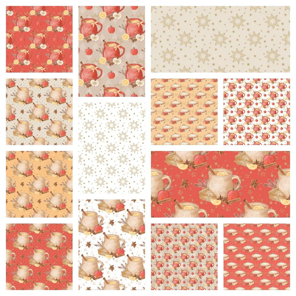 Apple Cider Fabric Fat Eighth Bundle - 13 Pieces