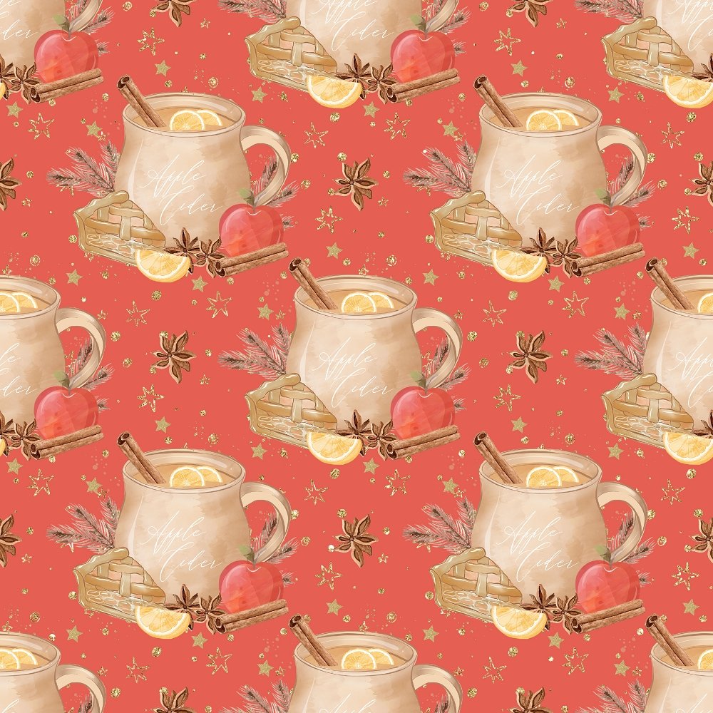 Apple Cider & Stars Fabric - Red