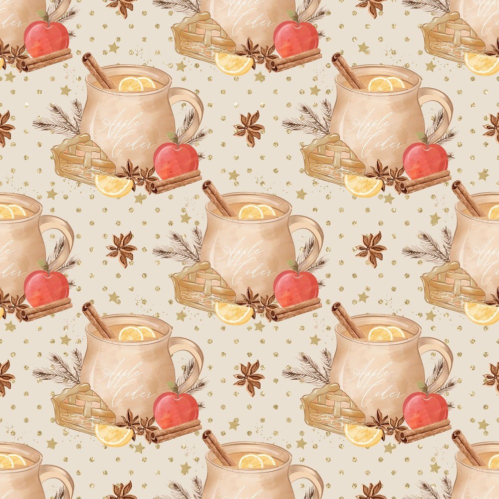 Apple Cider With Polka Dots Fabric - Beige