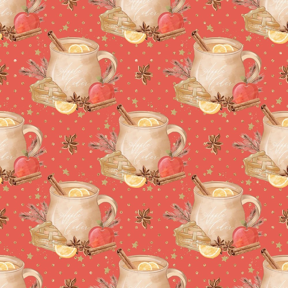 Apple Cider With Polka Dots Fabric - Red