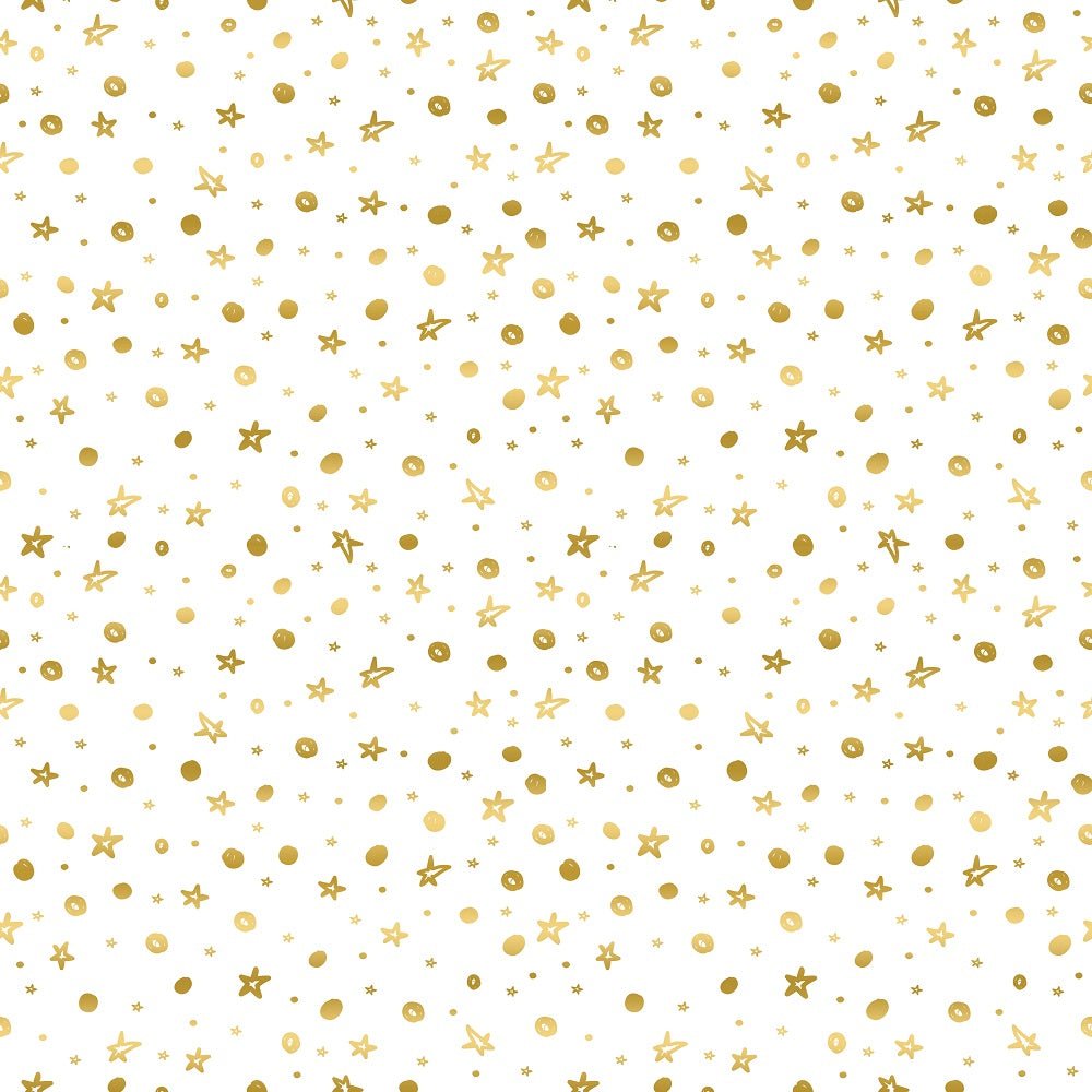 Apple Cinnamon Gold Stars Fabric
