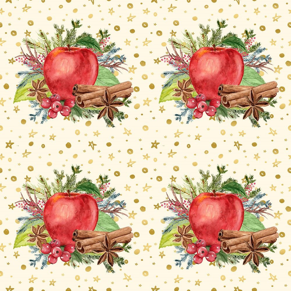 Apple Cinnamon On Gold Stars Fabric