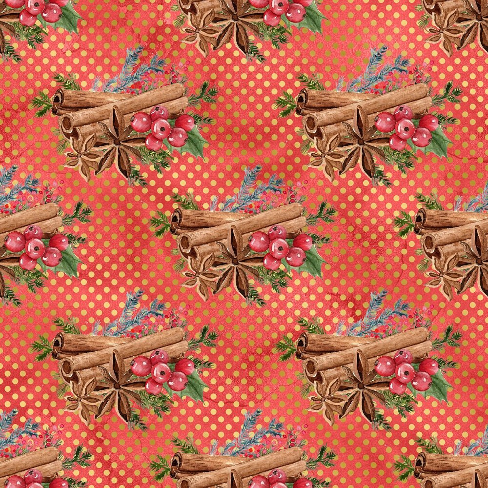 Apple Cinnamon On Grunge Dots Fabric - Red