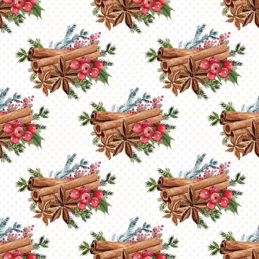 Apple Cinnamon On Grunge Dots Fabric - White