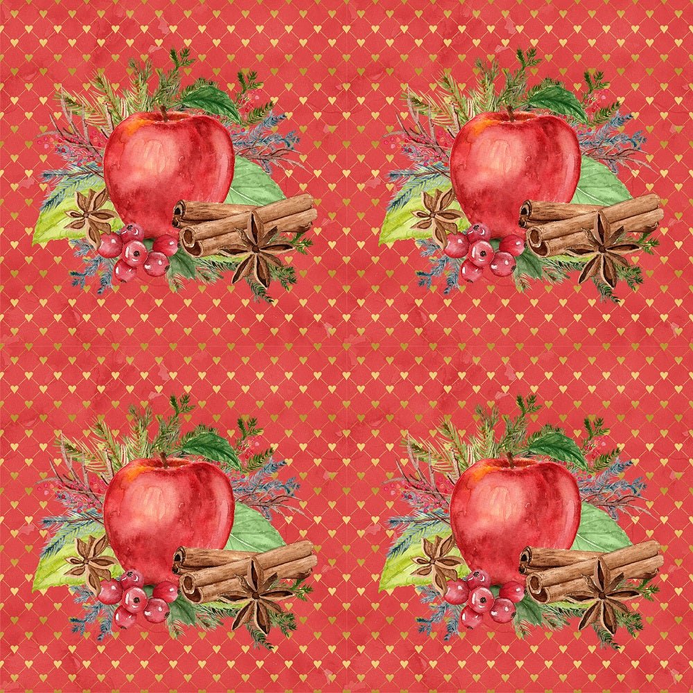 Apple Cinnamon On Grunge Hearts Fabric