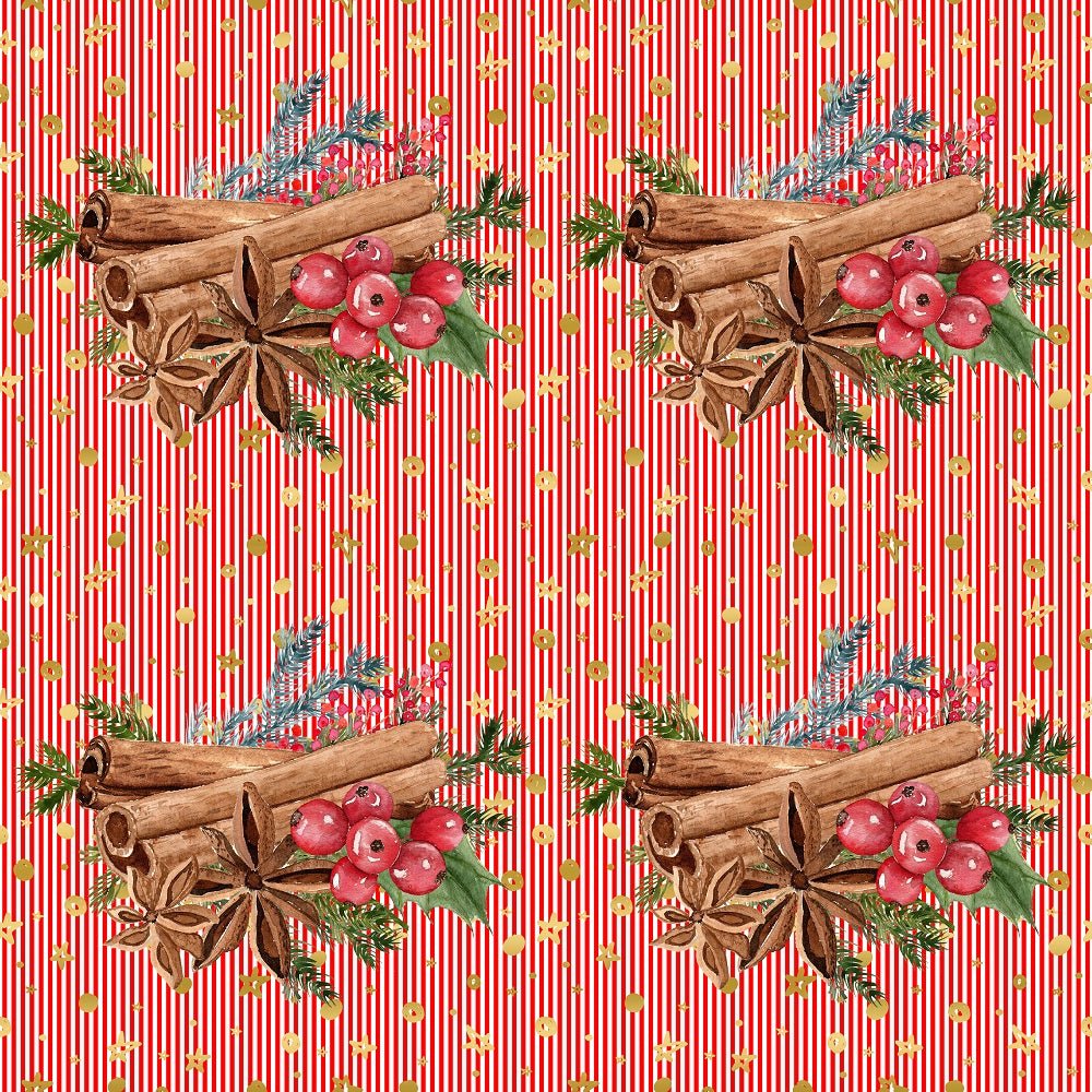 Apple Cinnamon on Stripes Fabric