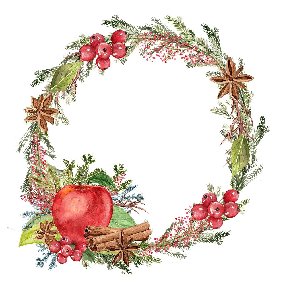 Apple Cinnamon Wreath #1 Fabric Panel