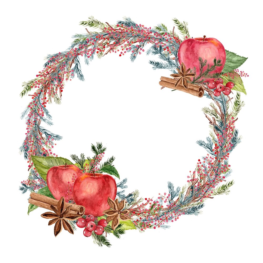 Apple Cinnamon Wreath #3 Fabric Panel
