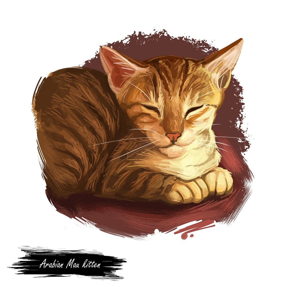 Arabian Mau Kitten Portrait Fabric Panel