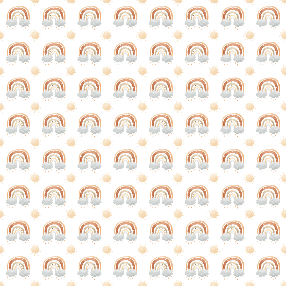 Sunny Suns & Rainbows Fabric - White