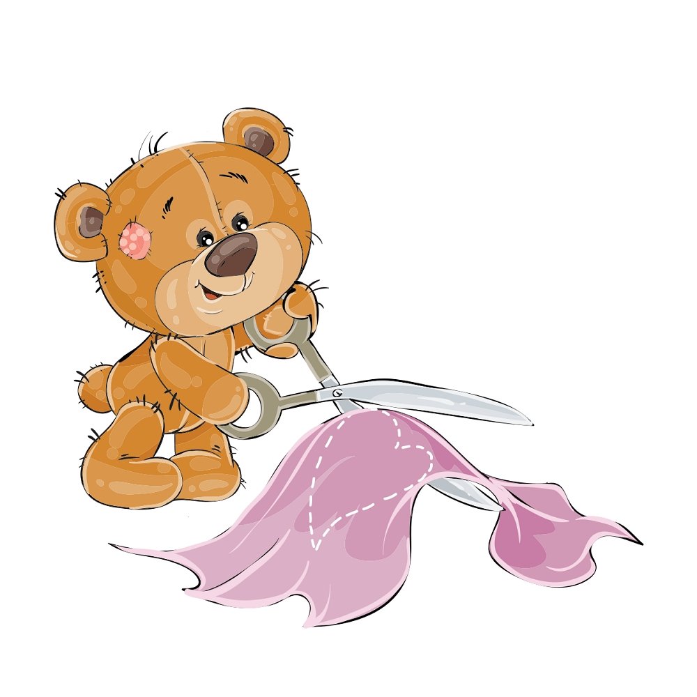 Teddy Bear Tailor Cutting Pattern Fabric Panel
