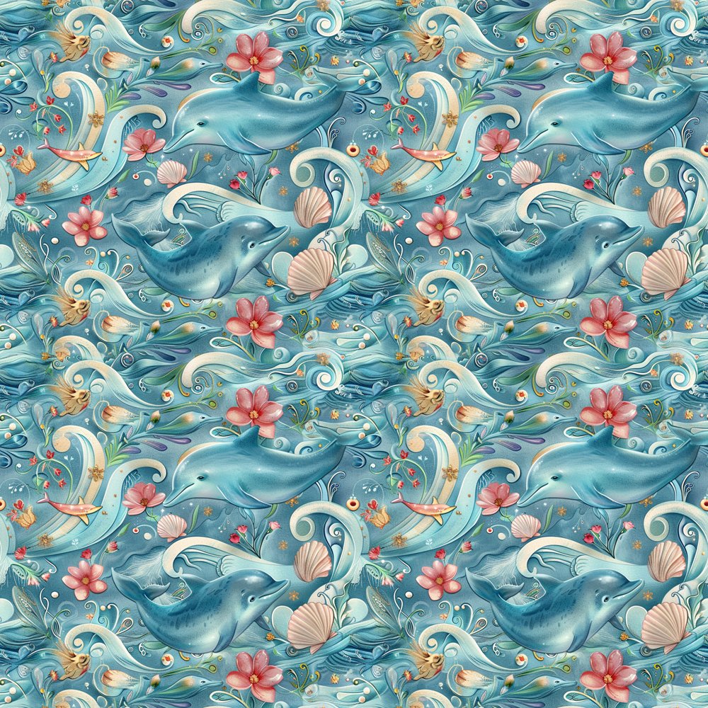 The Dolphin Bay Pattern #1 Fabric