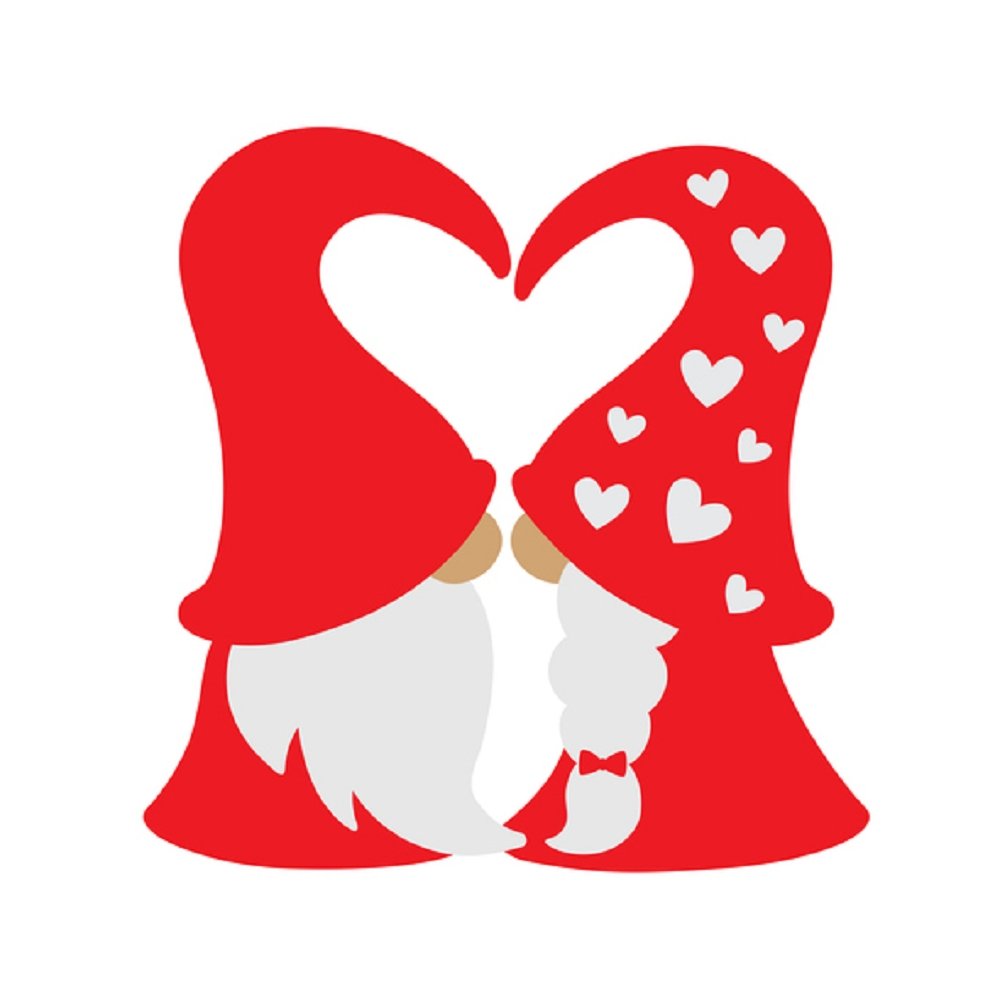 Valentine's Day Gnome Fabric Panel - White