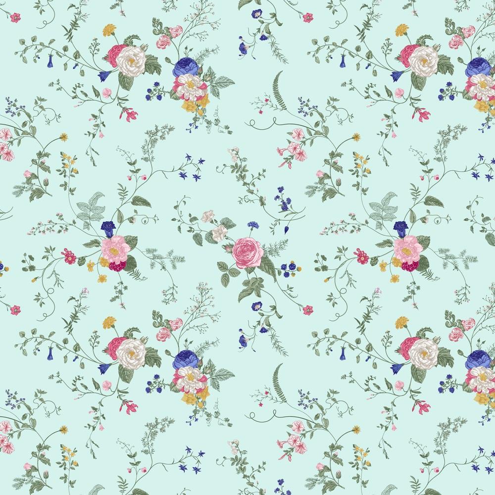 Victorian Floral Fabric - Blue