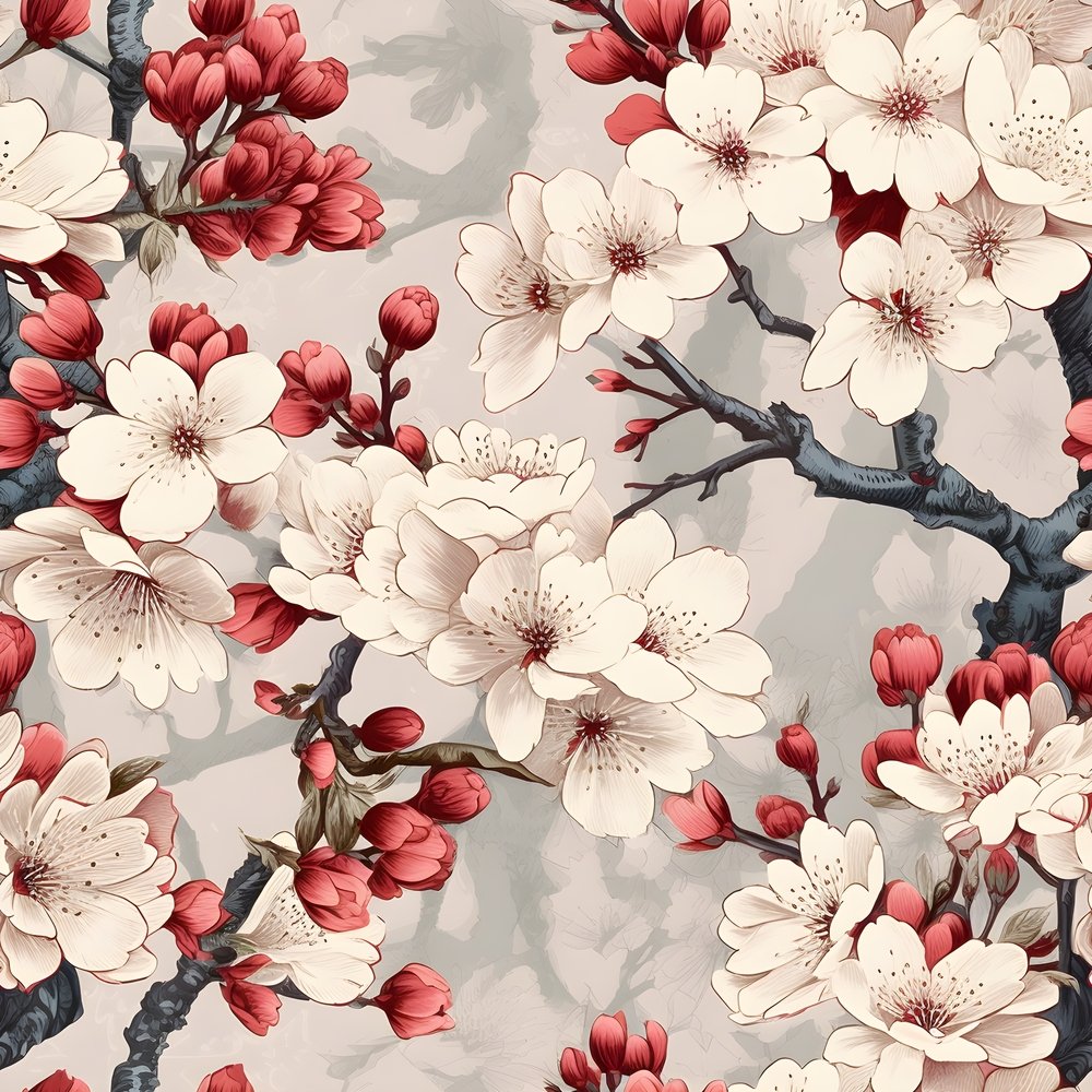 Vintage Cherry Blossom Pattern #2 Fabric