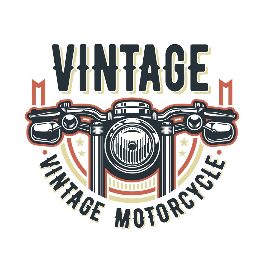 Vintage Motorcycle Emblem Fabric Panel - Black