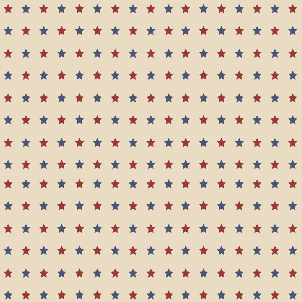 Vintage Patriotic Stars Fabric - Tan