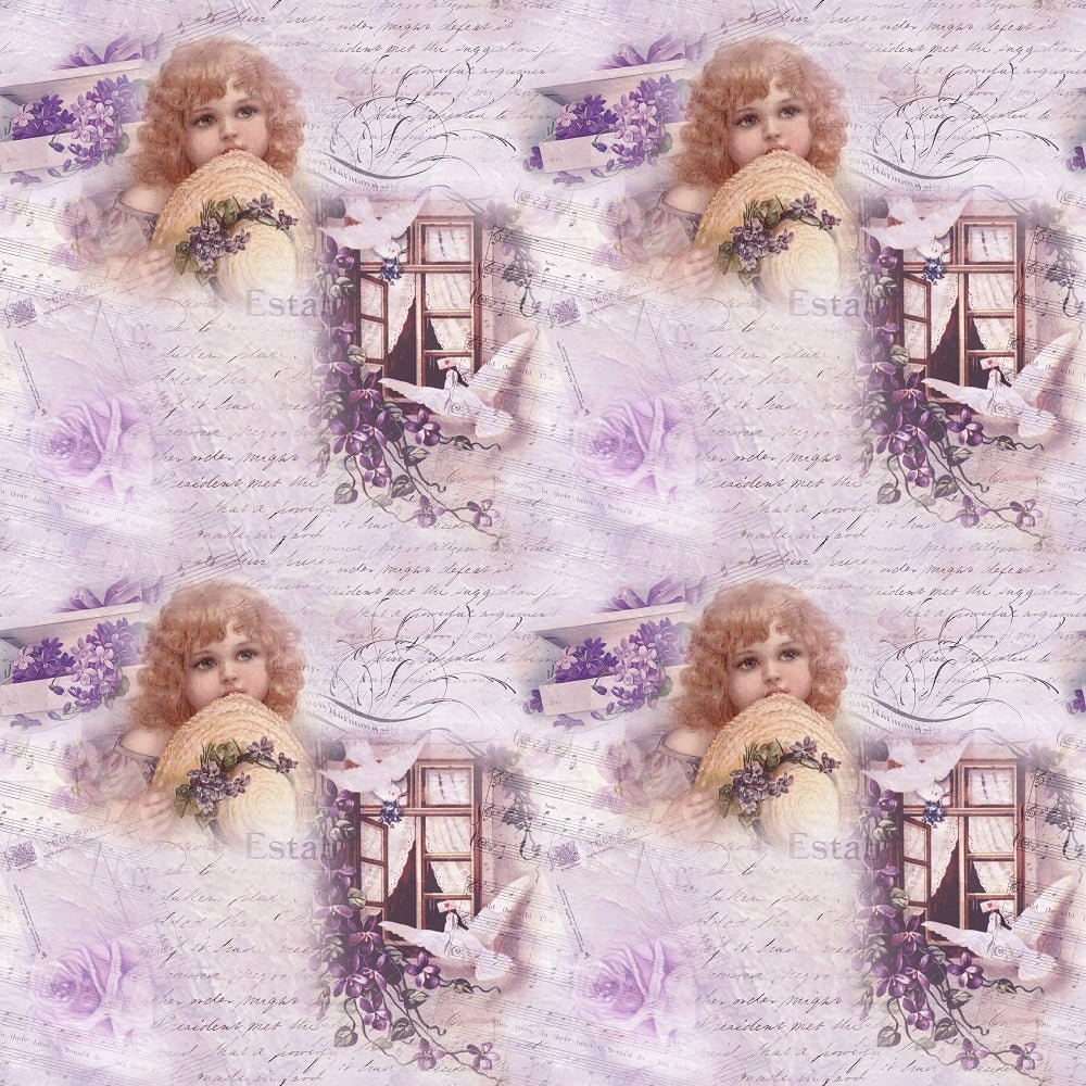 Vintage Violets #3 Fabric