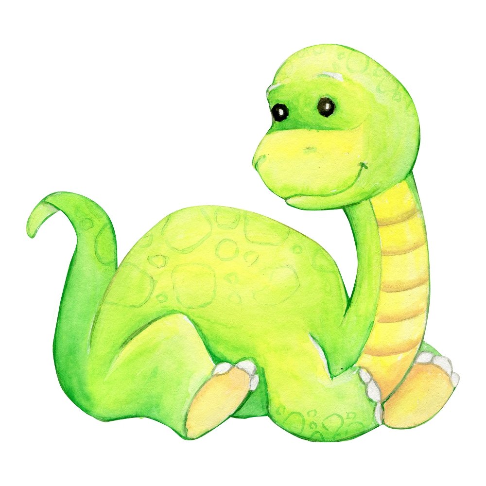 Watercolor Brachiosaurus Fabric Panel