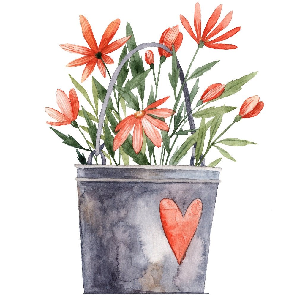 Watercolor Flowers in Metal Can Fabric Panel