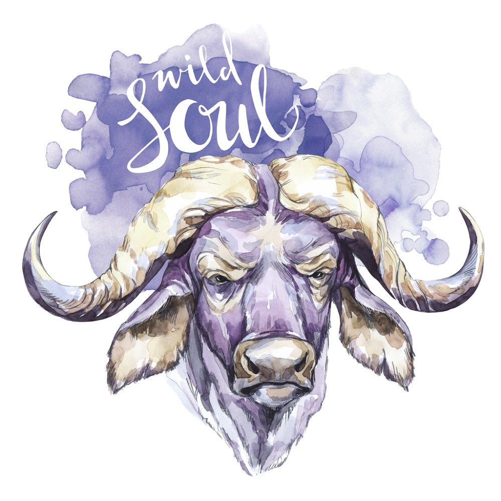 Watercolor Inspirational Bull Fabric Panel