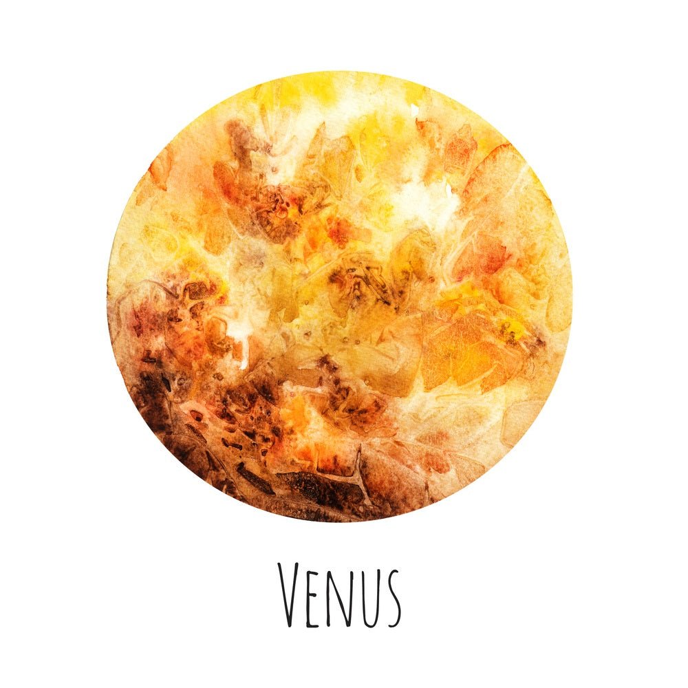 Watercolor Planets Venus Fabric Panel