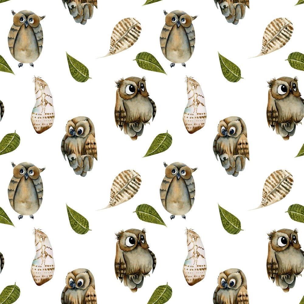 Animal Life Owls and Feathers Fabric