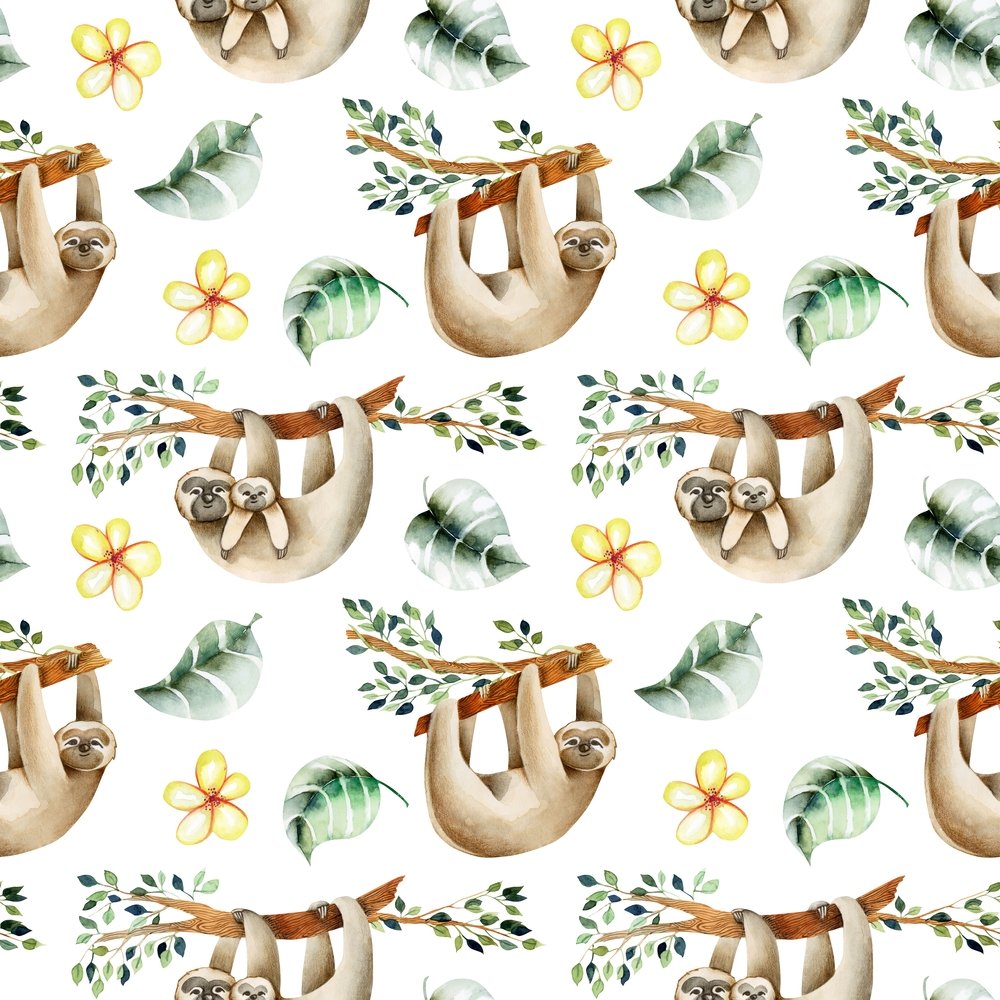 Animal Life Sloths Fabric