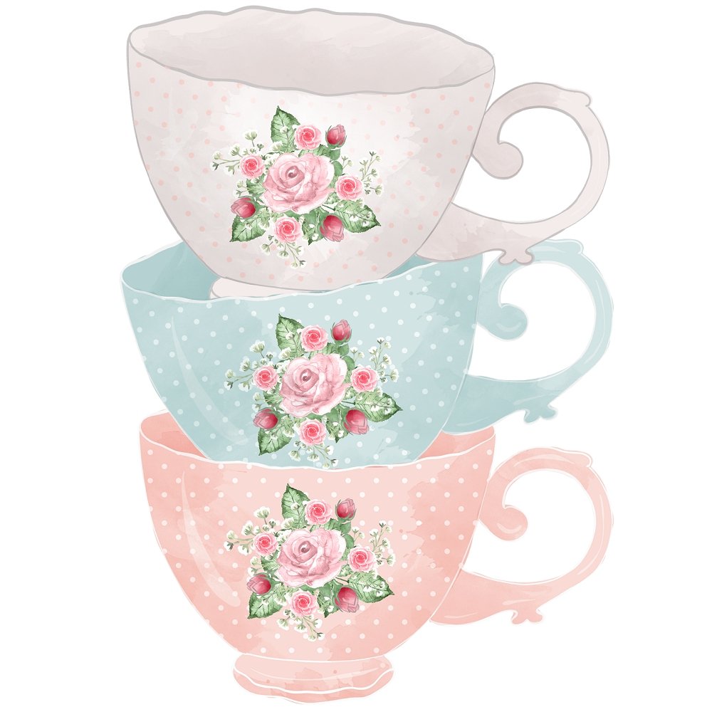 Tea Time Set of Cups #1 Fabric Panel