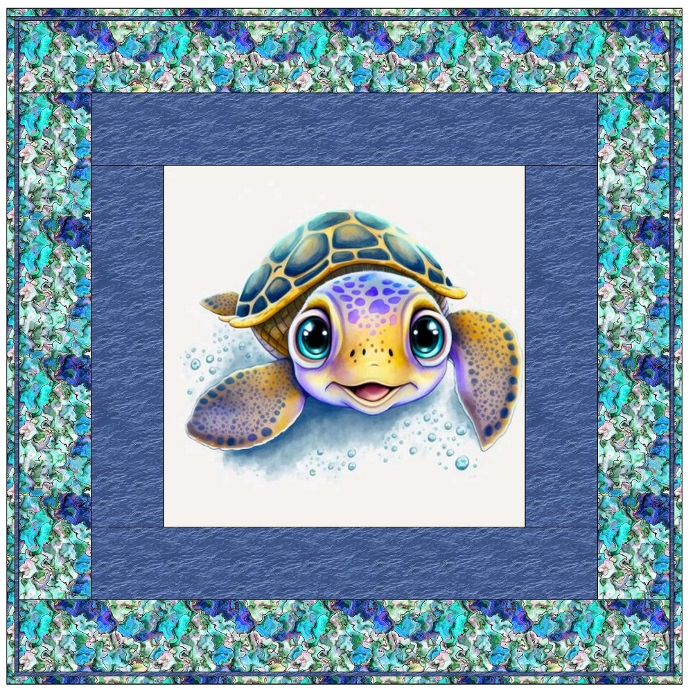 Turtle Swimming in the Lake Wall Hanging 42" x 42"