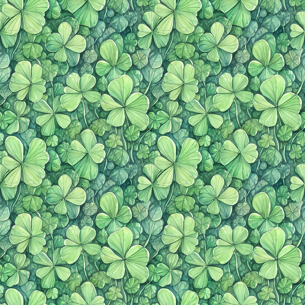 Watercolor 4 Leaf Clovers Fabric