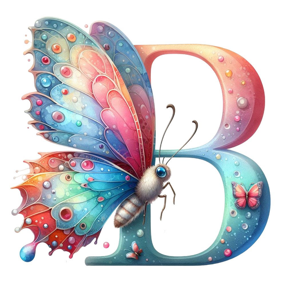 Watercolor Butterfly Letter ''B'' Fabric Panel